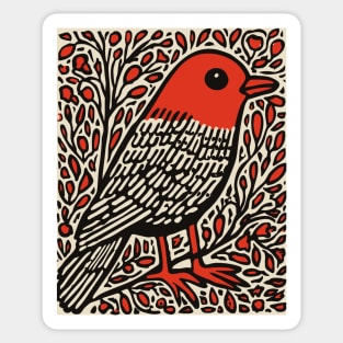 Linocut Robin | The First Sign of Spring Sticker